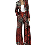 African Print Women's Blazer & Wide-Leg Pants Set – Vibrant Elegance W250216