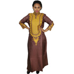 Elegant African Embroidered Cotton Maxi Dress for Women W250144