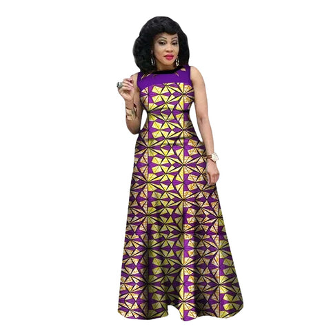 Vibrant African Print Sleeveless Maxi Dress for Women W250192
