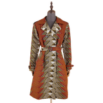 African Ankara Batik Print Cotton Trench Coat for Women W250211