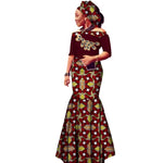 Off-Shoulder African Wax Print Dress with Embroidery Details W250105