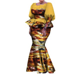 Elegant Pleated African Skirt Set with Peplum Top W250226