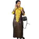 Elegant African Embroidered Long Dress for Women in Soft Fabric W250136
