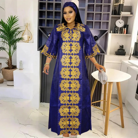 Embroidered African Party Dress – Elegant Traditional Style W250175