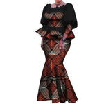 Elegant Pleated African Skirt Set with Peplum Top W250226