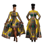Kente Dashiki Maxi Dress – Vibrant African Print Cotton Gown W250126