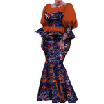 Elegant Pleated African Skirt Set with Peplum Top W250226