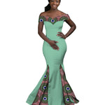 Elegant African Wax Print Maxi Dress for Evening & Special Events W250171