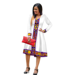 Elegant Ethiopian Print Maxi Dress – African Long Sleeve Robe W250185
