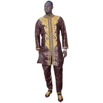 Men’s Bazin Riche African Embroidered Long Top & Pants Set M250153
