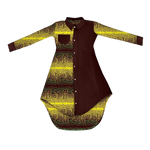 Bold African Print Mid-Calf Dress with Full Sleeves & Pockets W250209