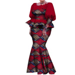Elegant Pleated African Skirt Set with Peplum Top W250226