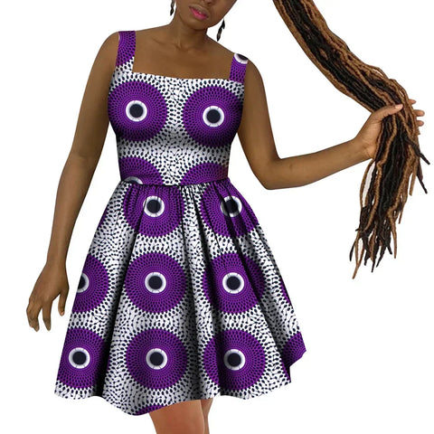 Vibrant African Wax Print Dress – Elegant Dashiki Style for Women W250187