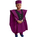 Boys' African Print 3-Piece Set – Shirt, Pants & Hat K250115