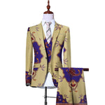 African Print 3-Piece Slim Fit Men's Suit – Jacket, Vest, & Pants M250124