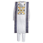 Elegant White Embroidered Agbada 3-Piece Set for Men M250108