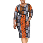 Vibrant African Dashiki Knee-Length Dress with Ethnic Print W250180