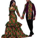 Elegant African Dashiki Print Couple Set – Dress & Shirt with Scarf C250181