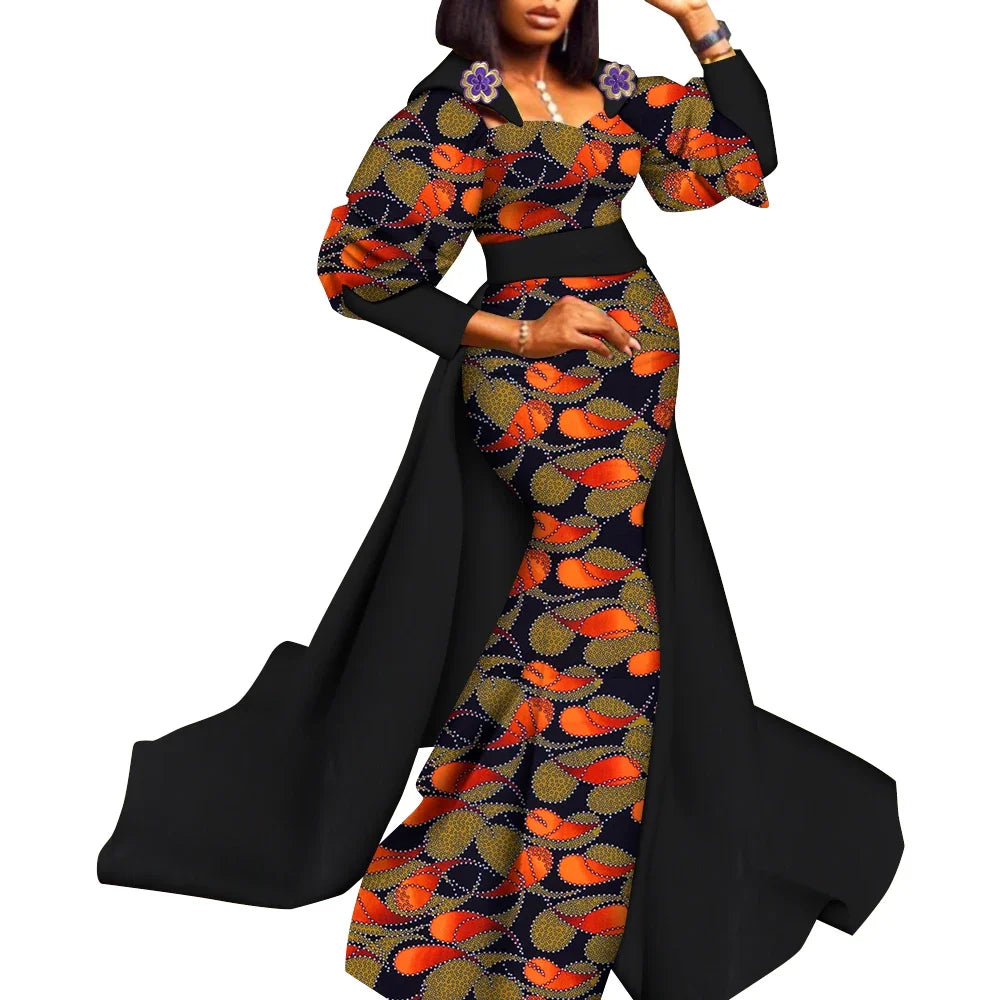 long sleeve dashiki dress Bintarealwax African Dresses for Women Traditional Kente Clothes Long Sleeves Dashiki Dress with Adjustable Belt, Women's, Size: Large