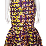 Off-Shoulder African Wax Print Dress with Embroidery Details W250105