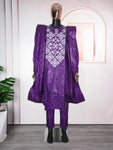 Elegant Bazin Riche Agbada Dashiki Set for Men – 3 Piece Suit M250222