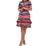 Vibrant Ankara Print Short Sleeve African Dress for Women W250179