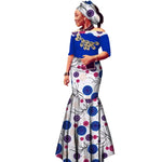 Off-Shoulder African Wax Print Dress with Embroidery Details W250105