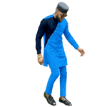 Bazin Riche 3-Piece African Men's Set – Shirt, Pants & Hat M250199