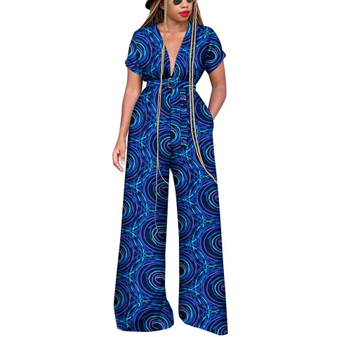 Elegant African Wax Print Cotton Romper Jumpsuit for Women W250177