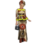 Vibrant African Print Two-Piece Skirt Set for Women W250227