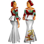 Handmade Off-Shoulder African Dashiki Print Crop Top & Skirt Set W250122
