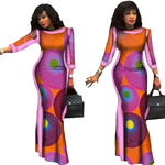 Elegant African Wax Print Long Dress for Women W250186