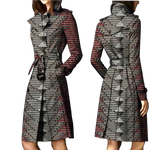 African Ankara Batik Print Cotton Trench Coat for Women W250211