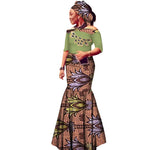 Off-Shoulder African Wax Print Dress with Embroidery Details W250105