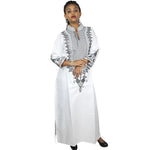Elegant African Embroidered Cotton Maxi Dress for Women W250144
