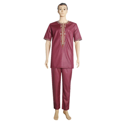 Men's Embroidered Dashiki Shirt & Trouser Set – African Heritage Style M250106