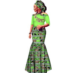 Off-Shoulder African Wax Print Dress with Embroidery Details W250105