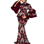 Elegant African Flare Sleeve Top & Maxi Skirt Set for Women W250125