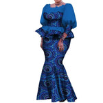 Elegant Pleated African Skirt Set with Peplum Top W250226