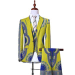 African Print 3-Piece Slim Fit Men's Suit – Jacket, Vest, & Pants M250124