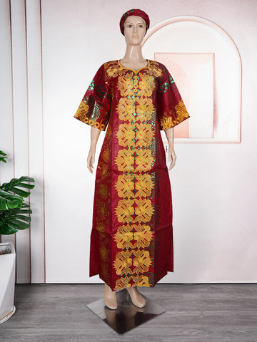 Embroidered African Party Dress – Elegant Traditional Style W250175
