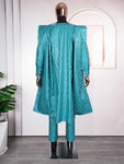 Green Bazin Dashiki Agbada Suit – African Formal Wear for Men M250221