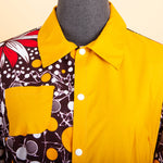 Bold African Print Mid-Calf Dress with Full Sleeves & Pockets W250209