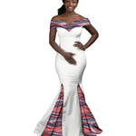 Elegant African Wax Print Maxi Dress for Evening & Special Events W250171