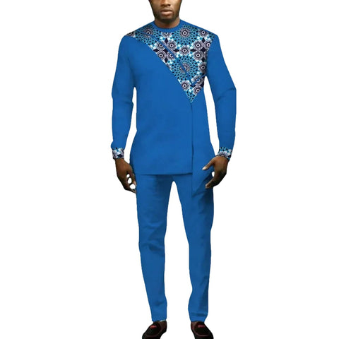 Men's African Print Dashiki Set – Long Sleeve Top & Trousers M250208