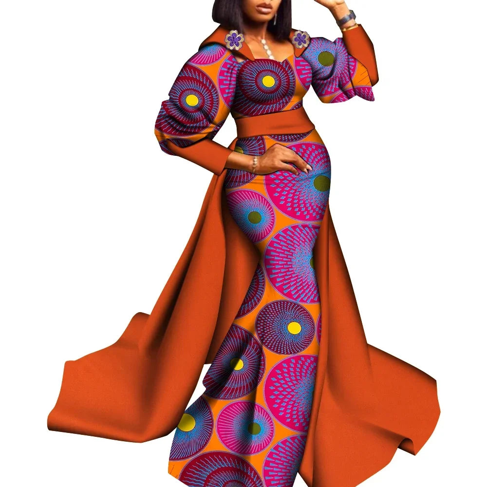 long sleeve dashiki dress Plus Size Long Dress African Women Dashiki Rhinestone Formal Cocktail Ball Gown
