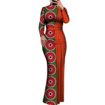 Elegant Dashiki Print Long Bodycon Dress for Special Occasions W250212