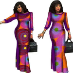 Elegant African Wax Print Long Dress for Women W250186
