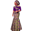 Off-Shoulder African Wax Print Dress with Embroidery Details W250105