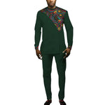 Men's African Print Dashiki Set – Long Sleeve Top & Trousers M250208